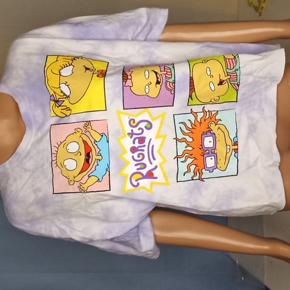 Nickelodeon Rugrats Graphic Tie Dye crop top Purple T-Shirt Women's Size (2X)